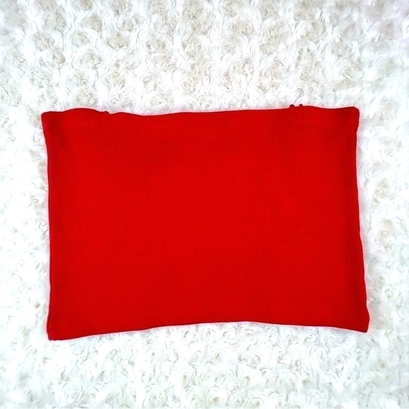 Zara - Red Ribbed Spaghetti Strap Tub Crop Top - Size Large - Picture 5 of 7